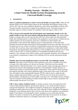 Healthy Systems &ndash; Healthy Lives A Joint Vision for Health Systems