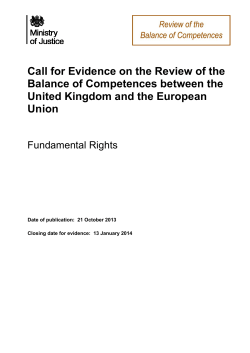 Call for Evidence on the Review of the Balance of Competences
