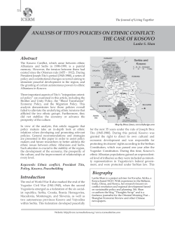 Analysis of Tito`s Policies on Ethnic Conflict: The Case of Kosovo