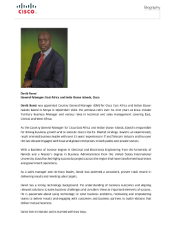 David Bunei General Manager: East Africa and India Ocean Islands