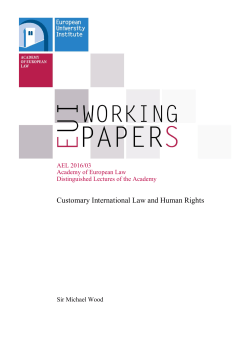 Academy of European Law Customary International Law and