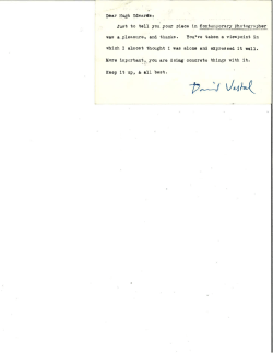 Just to tell you your piece in Contemporary Photogr apher was a __