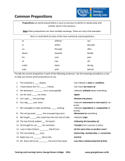 Common Prepositions - George Brown College