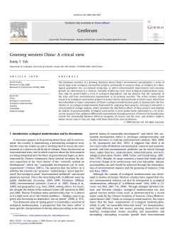 Greening western China: A critical view