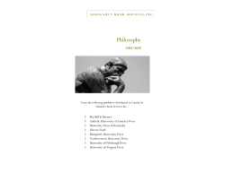 Philosophy - Scholarly Book Services