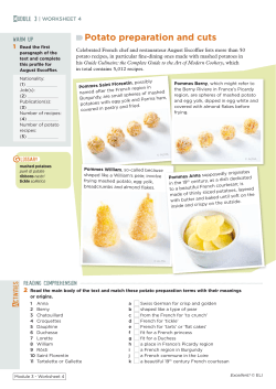 Potato preparation and cuts