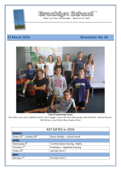 23 March 2016 Newsletter No: 04 KEY DATES in