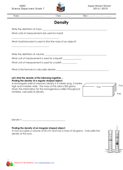 Density - Science For My Students