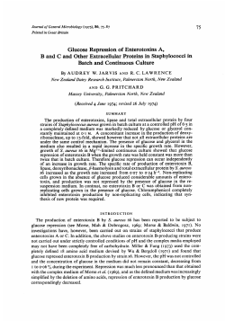Glucose Repression of Enterotoxins A, B and C and Other