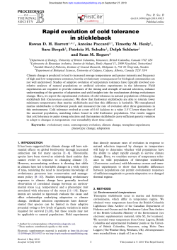 Rapid evolution of cold tolerance in stickleback