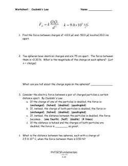 Coulomb`s Law Problems Worksheet