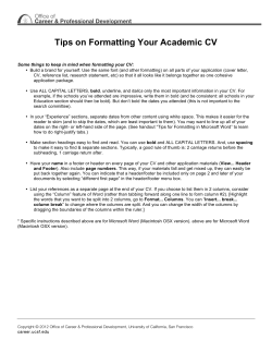 Tips on Formatting Your Academic CV