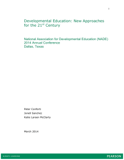 Developmental Education: New Approaches for the 21st
