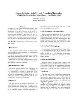 Author Guidelines for 8.5x11-inch Proceedings Manuscripts