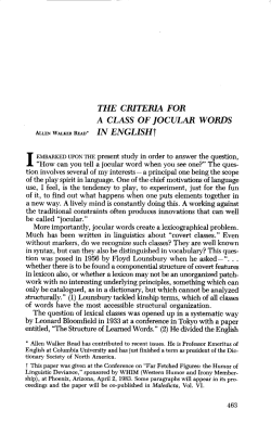 The Criteria for a Class of Jocular Words in English