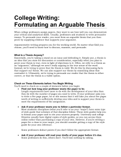 College Writing: Formulating an Arguable Thesis