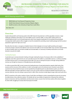 increasing domestic public funding for health - Resyst