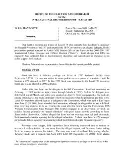 OFFICE OF THE ELECTION ADMINISTRATOR for the