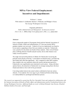 MPAs View Federal Employment: Incentives and Impediments