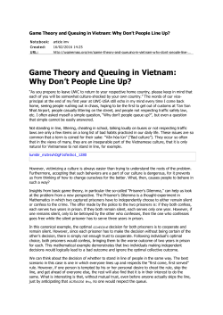 Game Theory and Queuing in Vietnam: Why Don`t People Line Up?