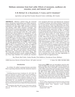 Methane emissions from beef cattle: Effects of monensin, sunflower