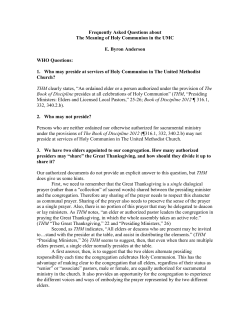 The Meaning of Holy Communion in the UMC E. Byron