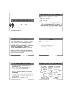 The nature of social research Theory A hypothetical example