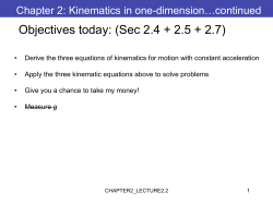 Objectives today: (Sec 2.4 + 2.5 + 2.7)