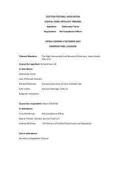 Judicial Panel Appellate Tribunal, 4th December 2014