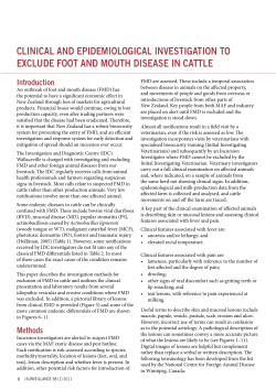 Clinical and epidemiological investigation to exclude foot and mouth