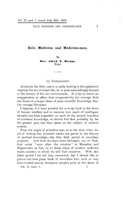 Zulu Medicine and Medicine-men.