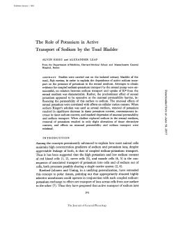 The Role of Potassium in Active Transport of Sodium by the Toad