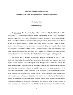 ASSETS OF COMMUNITY VALUE GUIDE BLIGHTING OF