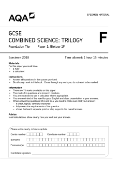 GCSE Trilogy Specimen question paper Paper 1