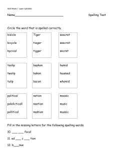 Name___________________________ Spelling Test Circle the