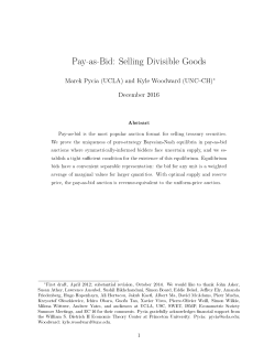 Pay-as-Bid: Selling Divisible Goods - Marek Pycia