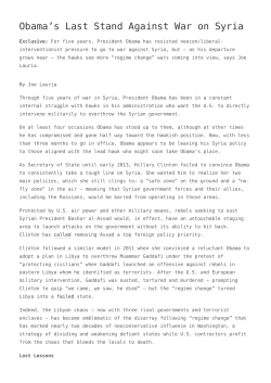 Obama`s Last Stand Against War on Syria