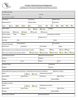 PATIENT REGISTRATION INFORMATION