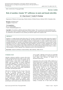 Role of sunshine vitamin “D” sufficiency in male and female infertility