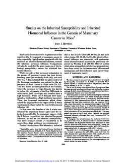 Studies on the Inherited Susceptibility and