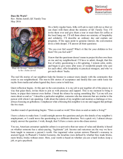 Does He Work? Rev. Helms Jarrell, QC Family Tree May 2016 On a