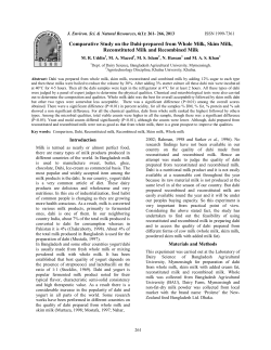 Comparative Study on the Dahi-prepared from Whole Milk, Skim
