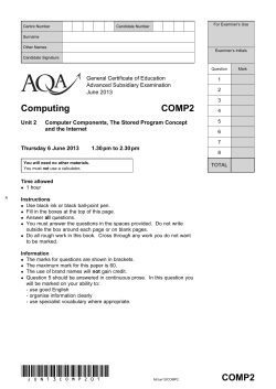 A-level Computing Question paper Unit 02 - Computer