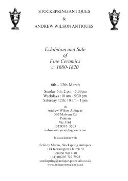 Exhibition and Sale of Fine Ceramics c. 1680-1820