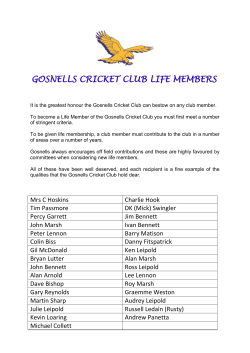 GOSNELLS CRICKET CLUB LIFE MEMBERS