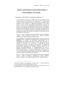 Sensory performances in the human foetus: a brief