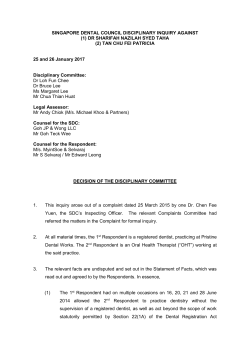 Grounds of Decision from Disciplinary Committee Inquiry for Dr