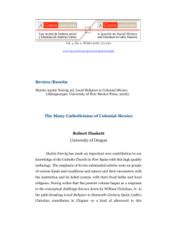 Review/Rese&ntilde;a The Many Catholicisms of Colonial Mexico Robert