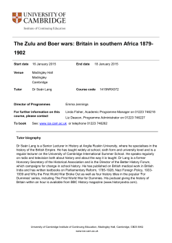 The Zulu and Boer wars - University of Cambridge