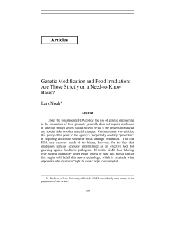 Articles Genetic Modification and Food Irradiation: Are Those Strictly